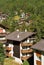 Wooden traditional Swiss chalets mountains summer Zermatt