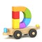 Wooden train font Letter D 3D