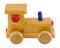 Wooden train toy color detail isolated on white