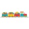 Wooden train with wagons loaded with cubes, color vector illustration in flat style