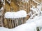 Wooden trash can covered with snow in mirabellplatz austria salzburg winter season background wall