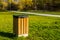 Wooden trash can in a park