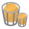 Wooden trashcan icon, isometric style