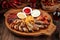 Wooden tray of beer appetizers set assortment