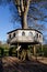 Wooden treehouse photographed in England