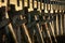 Wooden trestle bridge in sunlight