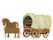 Wooden vehicle pulled by horses. Watercolor western. West story illustration. Cowboy Clip art on white background Rancho