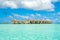 Wooden villas over water of the Indian Ocean