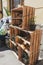 Wooden vintage outdoor crate shelves