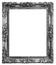 Wooden vintage rectangular silver-plated, silver antique empty picture frame isolated on white background