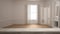 Wooden vintage table top or shelf closeup, zen mood, over blurred classic empty room with big window with fireplace, white archite