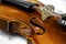 Wooden violin on a white background