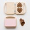 Wooden waffle makers and chocolate waffles. Waldorf toys on white background