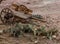 Wooden Wagon with a cactus plant in front, in Calico ghost Town, USA