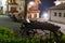 Wooden wagon at night in Grimentz