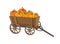 Wooden wagon with pumpkin harvest on a white background. Vector