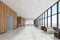 Wooden waiting room, loft office, armchairs