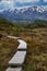 Wooden walking track on Mount Ruapehu, Tongariro National Park, New Zealand