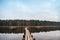 Wooden walking trail in the lake Engure in Latvia