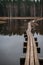 Wooden walking trail in the lake Engure in Latvia