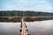 Wooden walking trail in the lake Engure in Latvia