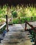 Wooden walkway across water