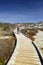 Wooden walkway by the beach at Tauparikaka Marine Reserve, , New Zealand