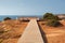 Wooden walkway on the cliffs, Algarve coast, Portugal