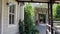 Wooden walkway in front of old houses