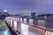 Wooden walkway and light bridge at Suwon Lake view