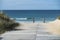 Wooden walkway over a dune zone