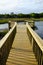 A wooden walkway over the marsh in Folly Beach SC, just south of Charleston