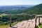 Wooden walkway path stairs in puy de dome french mountains volcano