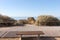 Wooden Walkway and Picnic bench at the Beach of Praia da Rocha, Algarve