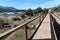 Wooden walkway on the Senda el Enebral of the El Burguillo Reservoir, Avila, Spain