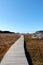 A wooden walkway towards Ilulissat Ice Fjord jakobshavn near Ilulissat in Summer