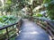 Wooden walkway, wooden pallet in the countryside.