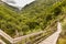 Wooden walkways of the Mao river in the middle of a thick riverside forest. Ribeira Sacra