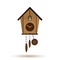 Wooden wall pendulum clock with cuckoo vector object eps10
