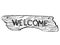 Wooden welcome plate engraving vector illustration