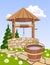 Wooden well and bucket of water