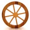 Wooden wheel on a white