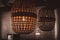 Wooden wicker chandelier lamp loft style