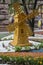 Wooden windmill as a decoration on a city street. Kiev