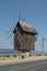 Wooden windmill in Nesebar - historical town  on the wester bank of the Black Sea, Bulgaria, Europe