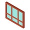 Wooden window icon isometric vector. Large transparent external square window