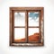 Wooden Window With Open View Into Desert - Psychological Phenomena Style