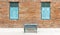 Wooden window shutter and chair iron color cyan with traditional