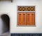 Wooden windows chinese with white wall background