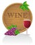 Wooden wine barrel and glass vector illustration E